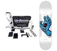 Skateboard completo Santa cruz da assemblare con set up kit professionale birdhouse - alte prestazioni (white hand, 8.25)