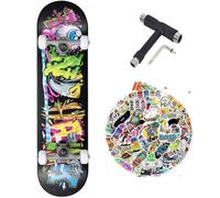 Skateboard completo Tony Hawk PROFESSIONALE Serie Principiante 8.0" con tool multiuso + 50 stickers (ransom + sticks + tool, 8.0)