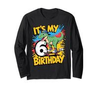 Skateboard con Dinosauro It's My 6th Birthday Maglia a Manica