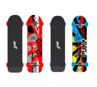 Skateboard con Tavola 76 cm in Legno Punk Rosso Azzurro