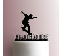 Skateboard Enjoy the Ride - Topper per torta in acrilico, larghezza 12,7 cm, bianco