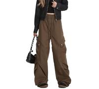 Skateboard Frog Pantaloni Cargo Baggy Y2K a Gamba Larga con Cintura Regolabile a Cordino, Piege e Multiple Tasche - Taglio Dritto Unisex per Uomo e Donna