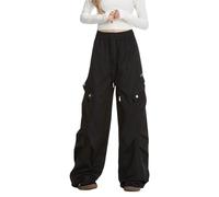 Skateboard Frog Pantaloni Cargo Baggy Y2K a Gamba Larga con Cintura Regolabile a Cordino, Piege e Multiple Tasche - Taglio Dritto Unisex per Uomo e Donna