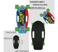 Skateboard in Legno Cruiser Mini Skate Principianti Bambini ABEC 7 50 KG Compatt