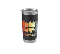 Skateboard Look vintage Skater Skateboarding Bicchiere termico in acciaio inox doppia parete