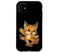 Skateboard Lynx Cat, cartone animato retrò Custodia per iPhone 11