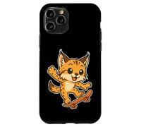 Skateboard Lynx Cat, cartone animato retrò Custodia per iPhone 11 Pro