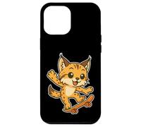 Skateboard Lynx Cat, cartone animato retrò Custodia per iPhone 12 Pro Max