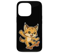 Skateboard Lynx Cat, cartone animato retrò Custodia per iPhone 13 Pro