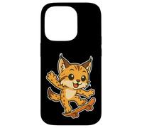 Skateboard Lynx Cat, cartone animato retrò Custodia per iPhone 14 Pro