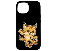 Skateboard Lynx Cat, cartone animato retrò Custodia per iPhone 15