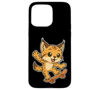 Skateboard Lynx Cat, cartone animato retrò Custodia per iPhone 15 Pro Max