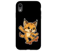 Skateboard Lynx Cat, cartone animato retrò Custodia per iPhone XR