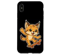 Skateboard Lynx Cat, cartone animato retrò Custodia per iPhone XS Max
