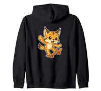 Skateboard Lynx Cat, Cartone Animato retrò Felpa con Cappuccio