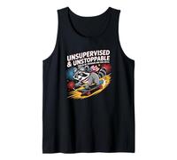 Skateboard Raccoon senza supervisione Chaos Freedom Funny Art Canotta