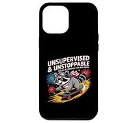Skateboard Raccoon senza supervisione Chaos Freedom Funny Art Custodia per iPhone 12 Pro Max
