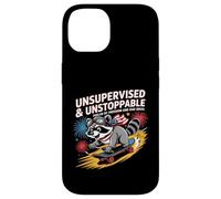 Skateboard Raccoon senza supervisione Chaos Freedom Funny Art Custodia per iPhone 14