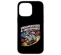 Skateboard Raccoon senza supervisione Chaos Freedom Funny Art Custodia per iPhone 14 Pro Max