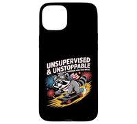 Skateboard Raccoon senza supervisione Chaos Freedom Funny Art Custodia per iPhone 15 Plus