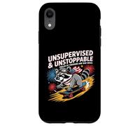 Skateboard Raccoon senza supervisione Chaos Freedom Funny Art Custodia per iPhone XR