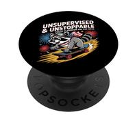Skateboard Raccoon senza supervisione Chaos Freedom Funny Art PopSockets PopGrip Adesivo