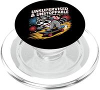 Skateboard Raccoon senza supervisione Chaos Freedom Funny Art PopSockets PopGrip per MagSafe