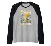 Skateboard retrò da Uomo Malibu Ride The Waves Maglia con Maniche Raglan