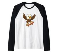 Skateboard Uccello Retro Cartoon Maglia con Maniche Raglan