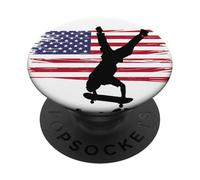 skateboard USA bandiera sport patriot trick equilibrio PopSockets PopGrip Adesivo
