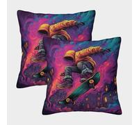 Skateboarder Midair-urban Street Art Style Federe Cuscini Per Divano Decorative Fodere Per Cuscini Set 2 Pezzi Moderni Per Soggiorno Camera Sofà 50x50cm