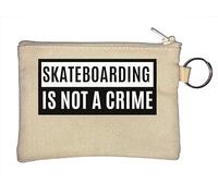 Skateboarding is not a crime portachiavi portamonete beige