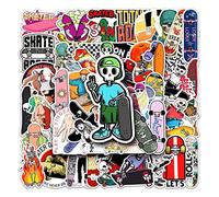 Skateboarding Stickers Skate Adesivi 50 pezzi Skateboard Graffiti Adesivi Moto Bicicletta Snowboard Bagagli Auto Valigia per Bambini e Ragazzi Impermeabile Vinile Adesivi