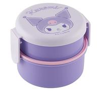 Skater Kuromi - Contenitore rotondo per il pranzo Bento a 2 ripiani con Folk (500 ml) - autentico design giapponese - adatto al microonde - viola