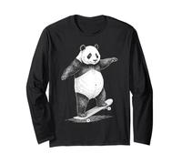 Skater Skateboarder Panda Bear Funny Animal Skateboarding Maglia a Manica