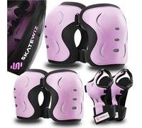 SKATEWIZ Protezioni Pattini Adulto - Protezioni Skateboard Adulto - Protezioni Pattini Bambina - Protezioni Skateboard, BMX, Roller, Bicicletta - Impact Taglia L Rosa Nero