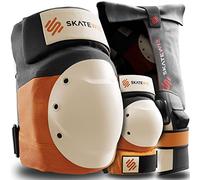 SKATEWIZ SHIELD Set Protezioni Adulto - Ginocchiere per Inline, Skateboard, BMX e Pattini a 4 Ruote - Taglia L Alba Arancione