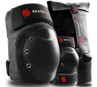 SKATEWIZ SHIELD Set Protezioni Adulto - Ginocchiere per Inline, Skateboard, BMX e Pattini a 4 Ruote - Taglia L Nero