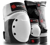 SKATEWIZ SHIELD Set Protezioni Adulto - Ginocchiere per Inline, Skateboard, BMX e Pattini a 4 Ruote - Taglia M/L Bianco Grigio