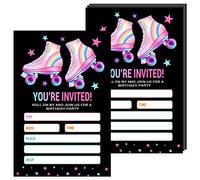 Skating Party Invitations with Envelopes, Roller Skate Birthday Party Invites Cards for Celebration, 20 Invitation Cards for Girls Kids Boys, Party Supplies and Decoration, Black