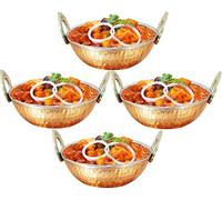 SKAVIJ Ciotola multiuso a doppia parete ciotola in acciaio inox rame karahi (10,2 litri, confezione da 4)