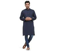 SKAVIJ Kurta Camicia - Camicia Tunica Casuale Cotone - Uomini Blu_XX-Large