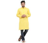 SKAVIJ Kurta Camicia - Camicia Tunica Casuale Cotone - Uomini Oro_Small