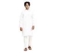 SKAVIJ Kurta Pigiama Yoga Tunica Uomo abbigliamento indiano Bianco XXL
