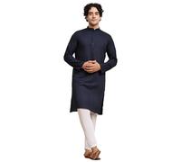 SKAVIJ Kurta Pigiama Yoga Tunica Uomo abbigliamento indiano Blu M
