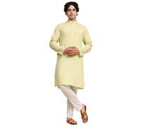 SKAVIJ Kurta Pigiama Yoga Tunica Uomo abbigliamento indiano Limone M