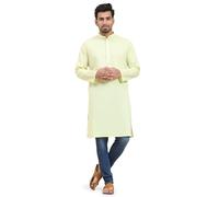 SKAVIJ Uomo Abbigliamento Indiano Tunica Manica Lunga Kurta Limone XX-Large
