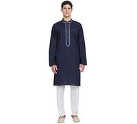 SKAVIJ Uomo Tunica Kurta Pigiama Set Blu_S