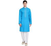 SKAVIJ Uomo Tunica Kurta Pigiama Set Turchese_M