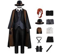 SKAYWHUK Chuuya Nakahara Costume Cosplay Bungo Stray Dogs Detective Uniformi Accessori per cappelli Abiti di Halloween Set completo Uomini adulti